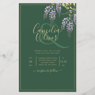 Flyer Convite de casamento LeahG Green Purple WISTERIA