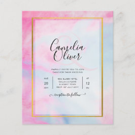 Flyer Convite de Casamento LeahG Rosa Água Marinha Doura