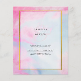 Flyer Convite de Casamento LeahG Rosa Água Marinha Doura