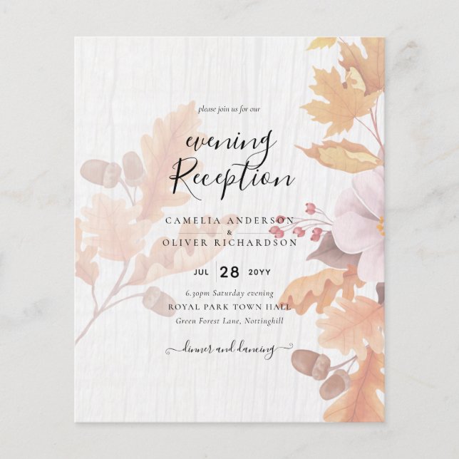 Flyer Convite de Casamento LeahG Terracotta Folhas de Ou (Frente)