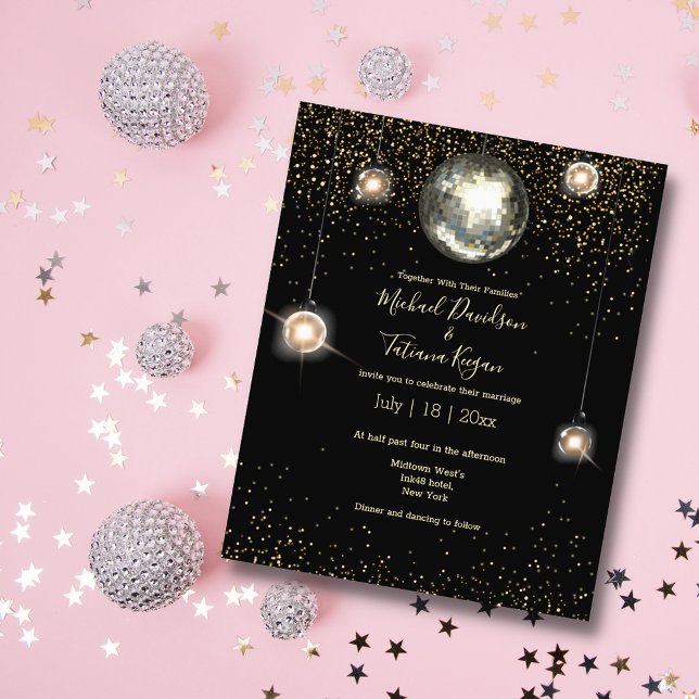 Flyer convite de casamento luzes brilhantes bola de disc (Criador carregado)