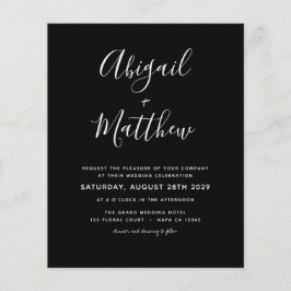 Flyer Convite de Casamento Minimalista Preto e Branco F