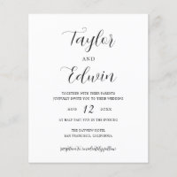 Convite de Casamento Minimalista Preto e Branco Or