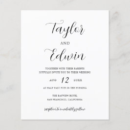 Flyer Convite de Casamento Minimalista Preto e Branco Or