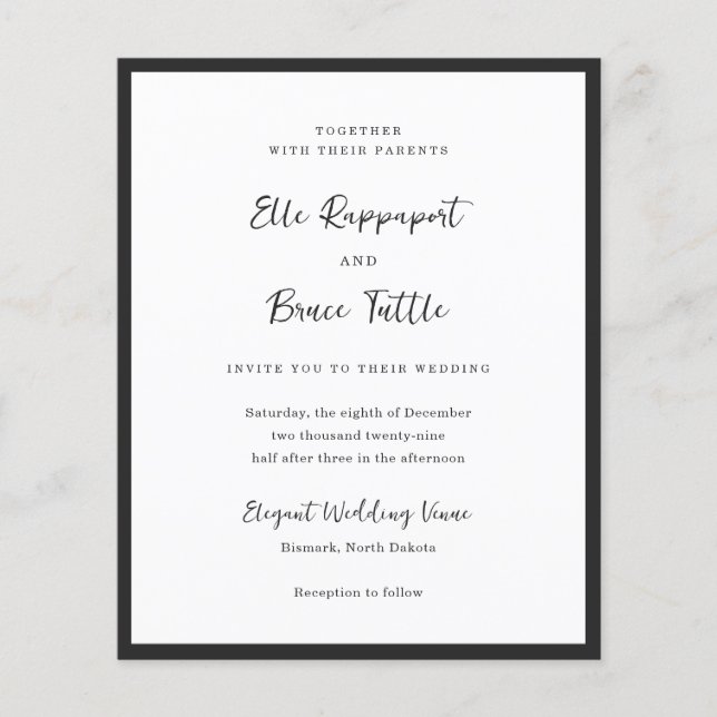 Flyer Convite de Casamento Minimalista Tipografia Modern (Frente)