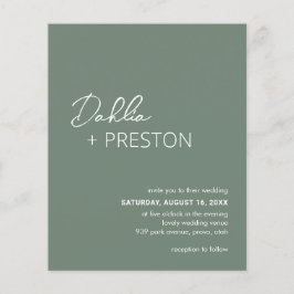 Flyer Convite de Casamento Minimalista Verde Sage Modern