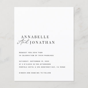 Flyer Convite de casamento mínimo de script preto branco