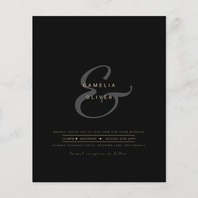 Flyer Convite de Casamento Moderno com Ampersand e RSVP  (Frente)