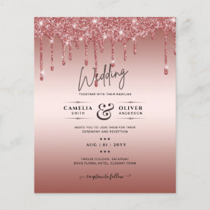 Flyer Convite de Casamento Moderno com Brilho Dourado Ro