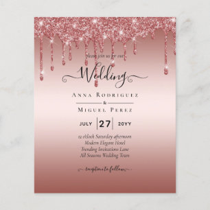 Flyer Convite de Casamento Moderno com Brilho Dourado Ro