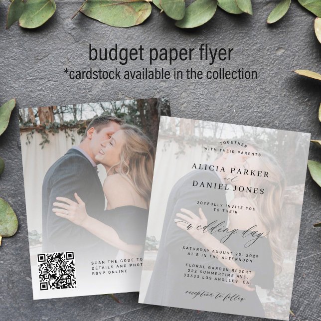 Flyer Convite de casamento moderno com código QR econômi (Criador carregado)