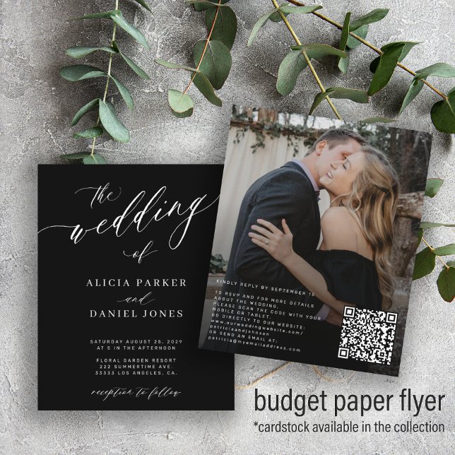 Flyer Convite de casamento moderno com código QR orçamen (Criador carregado)