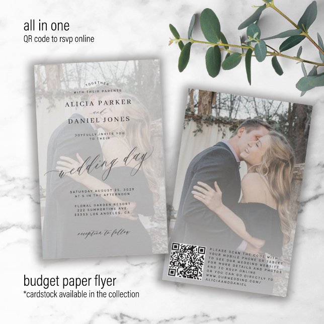 Flyer Convite de casamento moderno com sobreposição de f (Criador carregado)