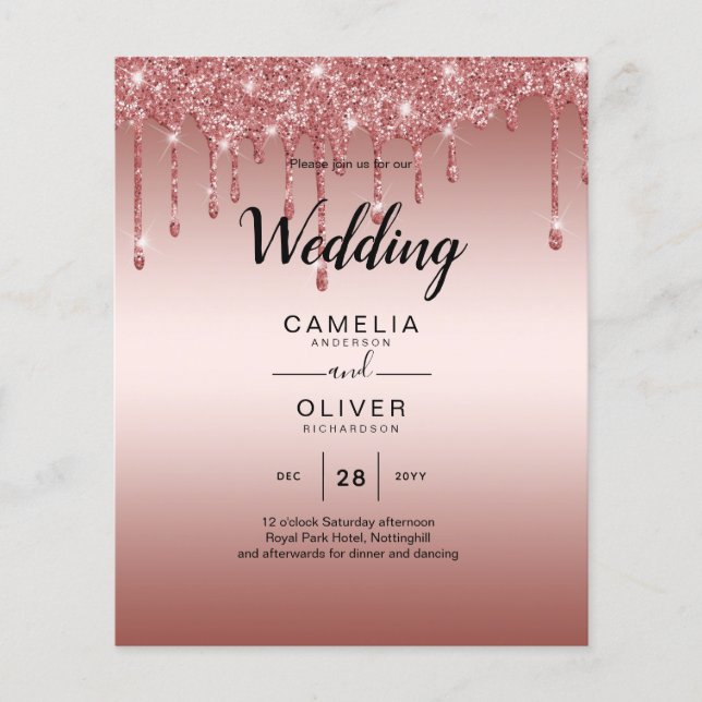 Flyer Convite de casamento Moderno de Discussão Dourada  (Frente)