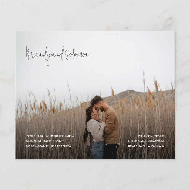 Flyer Convite de Casamento Moderno e Elegante com Orçame (Frente)