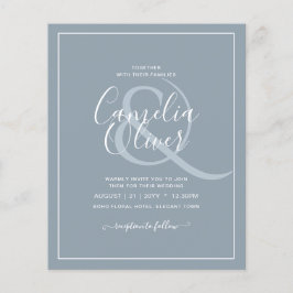 Flyer Convite de casamento Monocromático Azul LeahG Dust