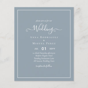 Flyer Convite de Casamento Monocromático LeahG Dusty Blu