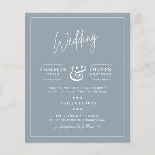 Flyer Convite de Casamento Monocromático LeahG Dusty Blu