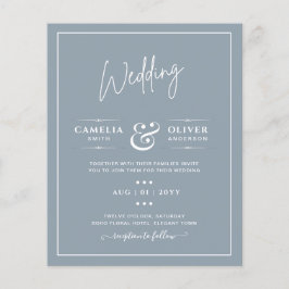 Flyer Convite de Casamento Monocromático LeahG Dusty Blu