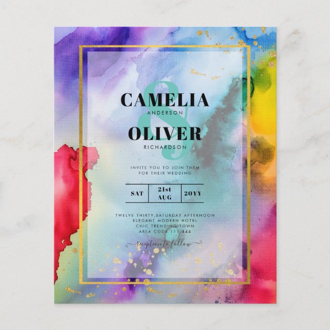 Flyer CONVITE DE CASAMENTO ORGULHO ARCO-ÍRIS Tinta LeahG (Frente)