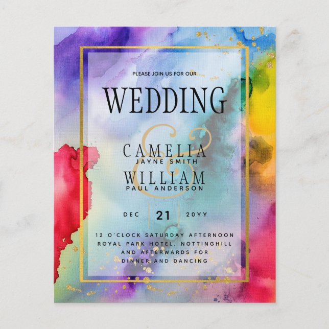 Flyer CONVITE DE CASAMENTO ORGULHO ARCO-ÍRIS Tinta LeahG (Frente)