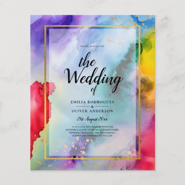 Flyer CONVITE DE CASAMENTO ORGULHO ARCO-ÍRIS Tinta LeahG (Frente)