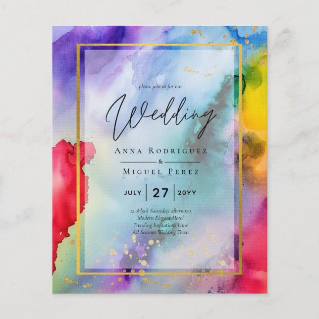 Flyer CONVITE DE CASAMENTO ORGULHO ARCO-ÍRIS Tinta LeahG (Frente)