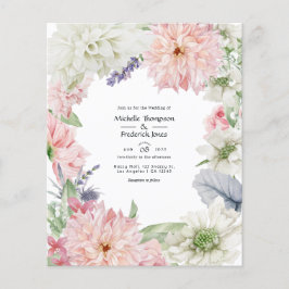 Flyer Convite de Casamento Pastel Blush Pink Dahlia