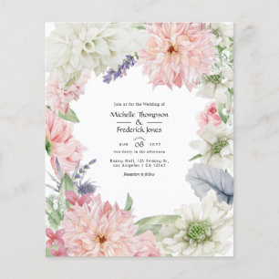 Flyer Convite de Casamento Pastel Blush Pink Dahlia