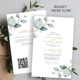 Flyer Convite de casamento QR code eucalipto tudo em um