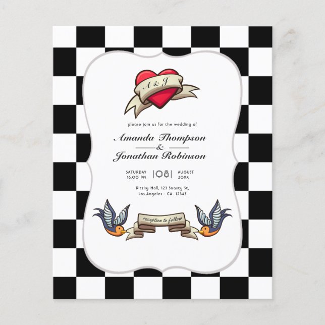 Flyer Convite de Casamento Rockabilly (Frente)
