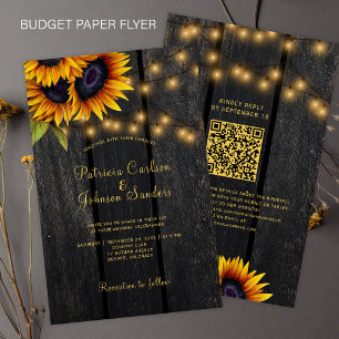 Flyer Convite de casamento rústico com código QR econômi