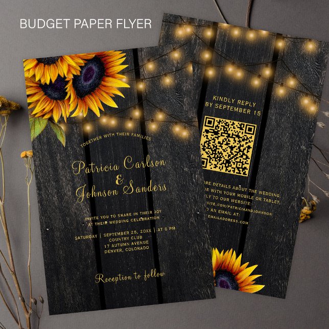 Flyer Convite de casamento rústico com código QR econômi (Criador carregado)