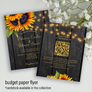 Flyer Convite de casamento rústico com código QR econômi