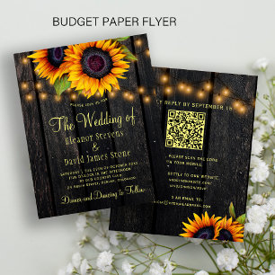 Flyer Convite de casamento rústico com código QR econômi