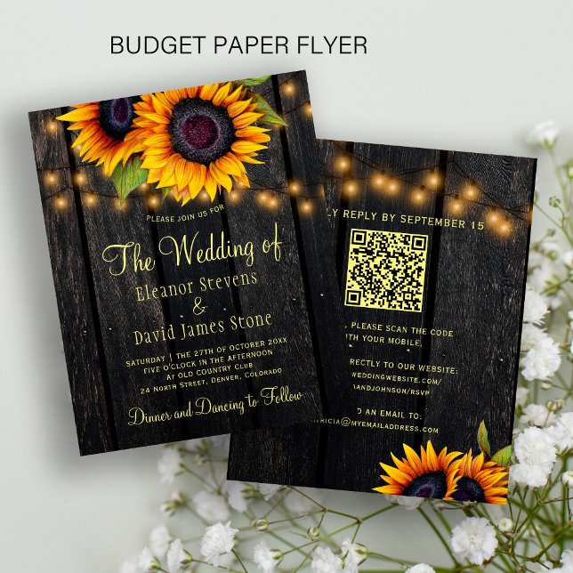 Flyer Convite de casamento rústico com código QR econômi (Criador carregado)