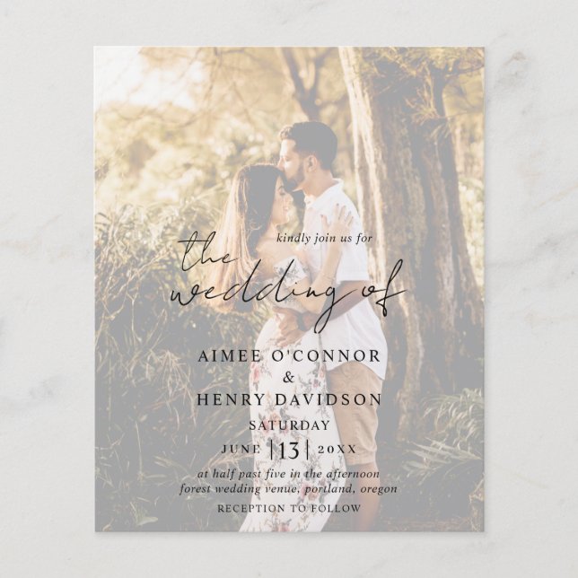 Flyer Convite de Casamento Rústico com Foto e Orçamento (Frente)
