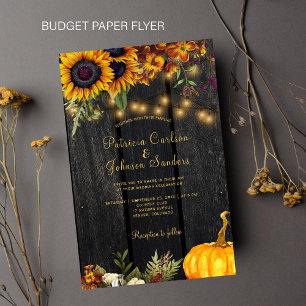Flyer Convite de casamento rústico de madeira para outon