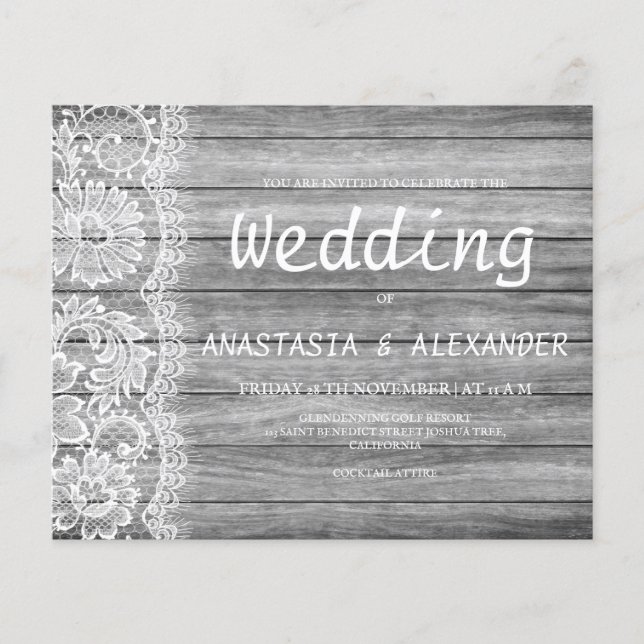 Flyer Convite de casamento rústico econômico. (Frente)