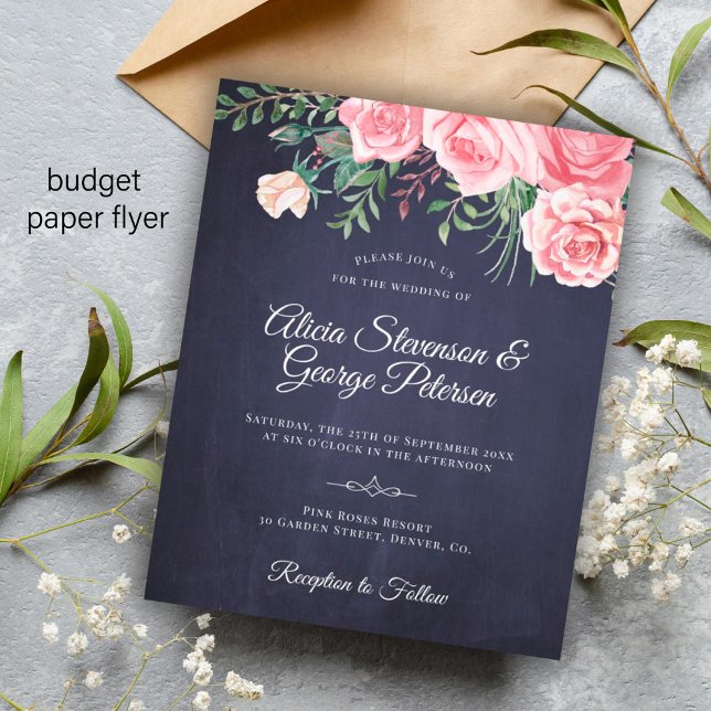 Flyer Convite de casamento rústico econômico com tema fl (Criador carregado)