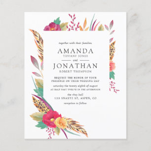 Flyer Convite de Casamento Safari Floral Aquarela Orçame