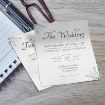 Convite de Casamento Simples com Eucalipto Verde