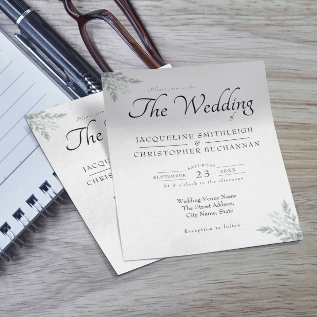 Flyer Convite de Casamento Simples com Eucalipto Verde (Criador carregado)