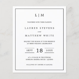 Flyer Convite de Casamento Simples Preto e Branco dentro