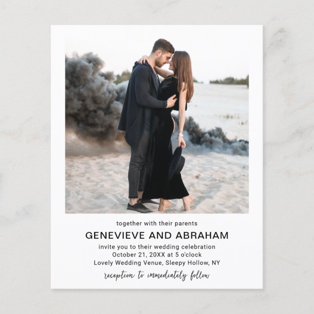 Flyer Convite de Casamento Simples Preto e Branco Orçame (Frente)