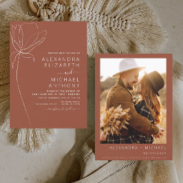 Flyer Convite de Casamento Terracota Laranja Queimada co