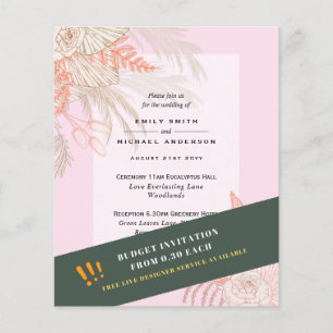 Flyer Convite de Casamento Terracotta Rosa Grama das Pam