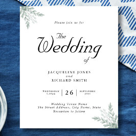 Flyer Convite de Casamento Verde com Eucalipto Econômico