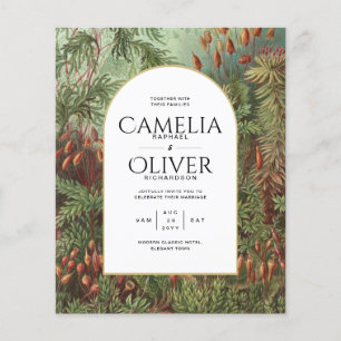 Flyer Convite de casamento Vintage Botanical Green Terra