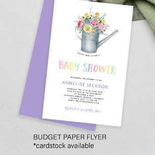 Flyer Convite de chá de bebê floral colorido em aquarela